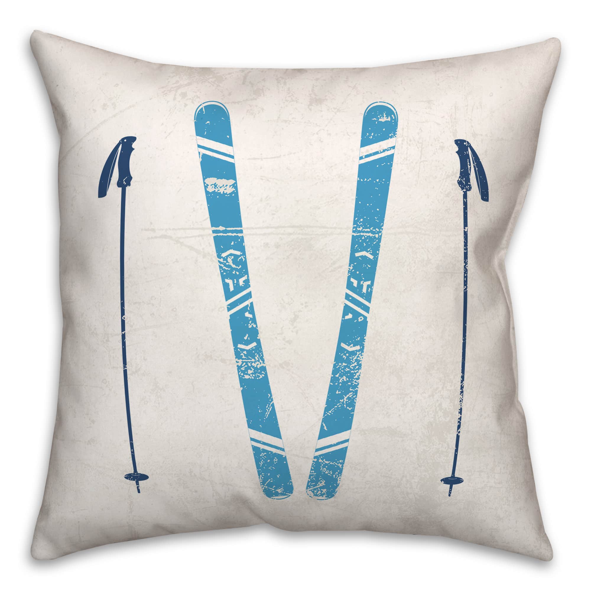 Let It Snow Skis 18x18 Throw Pillow